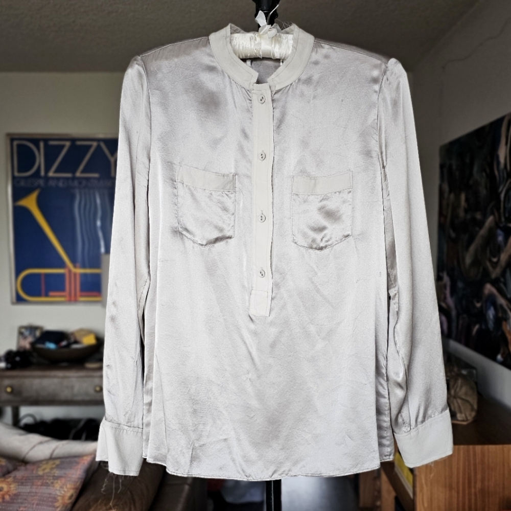 Banana Republic Band Collar Silk Blouse